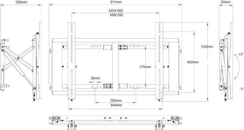 WH2251 Push in, Pop-out vIdeo Wall Mount