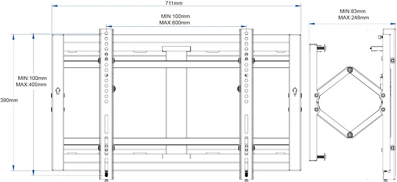 WH2257 Full Service Pop-out Video Wall Mounting Brackets