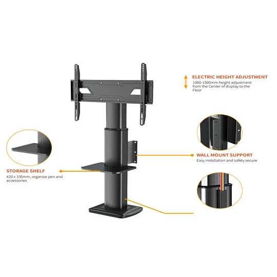 iwh4121 electrical height adjustable moible tv floor stand2