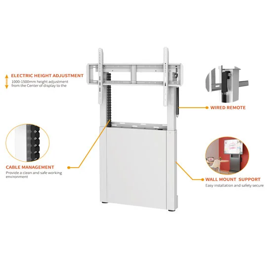 iwh4225 electrical height adjustable mobile tv floor stand2