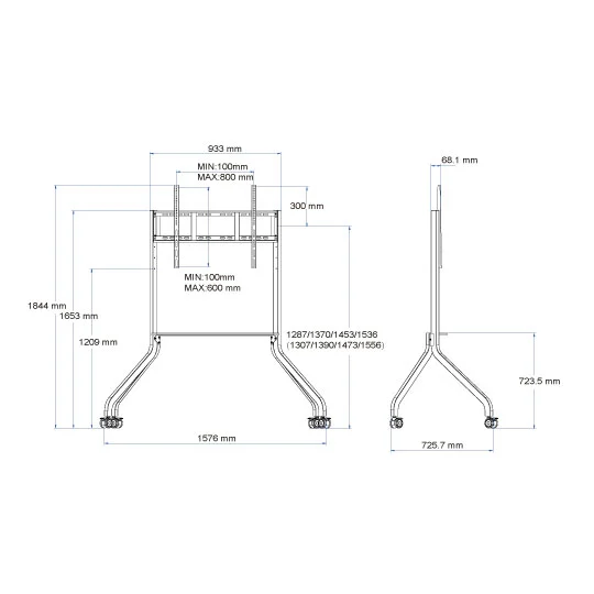 WH3301-L 86 Inch Interactive Display Mobile Cart Simple