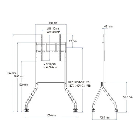 WH3301-M 60 Inch Interactive Display Mobile Cart Simple