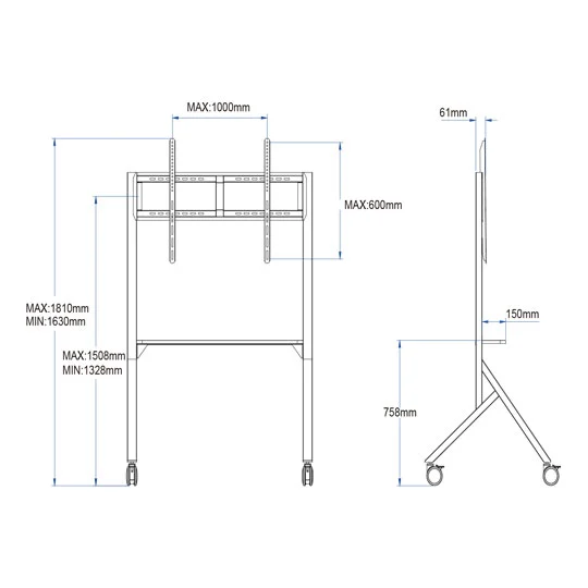 WH3302 90 Inch Interactive Display Mobile Cart Simple