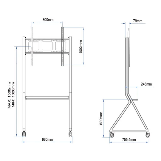 WH3305 75 Inch Interactive Display Mobile Cart Simple