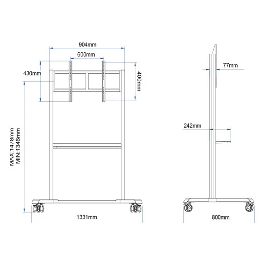 WH3780 70 Inch Interactive Display Mobile Cart Simple