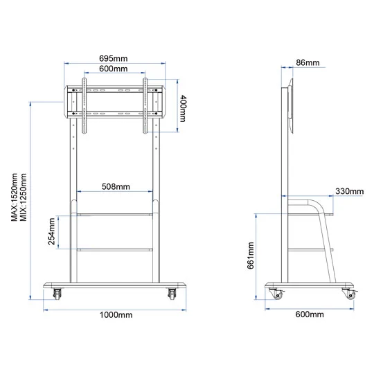 WH3786 65 Inch Interactive Display Mobile Cart Simple