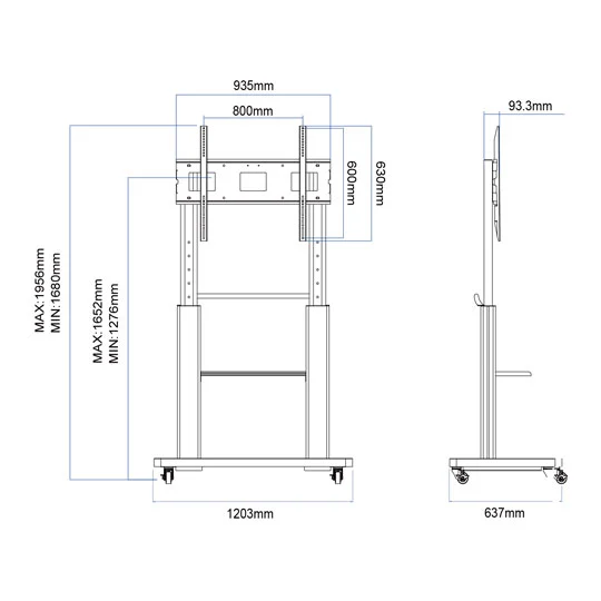 WH3781 100 Inch Interactive Display Mobile Cart Heavy Duty