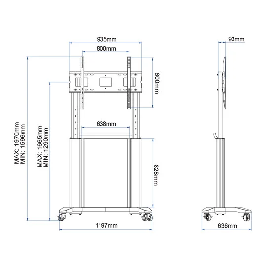 WH3782-1 100 Inch Interactive Display Mobile Cart Heavy Duty